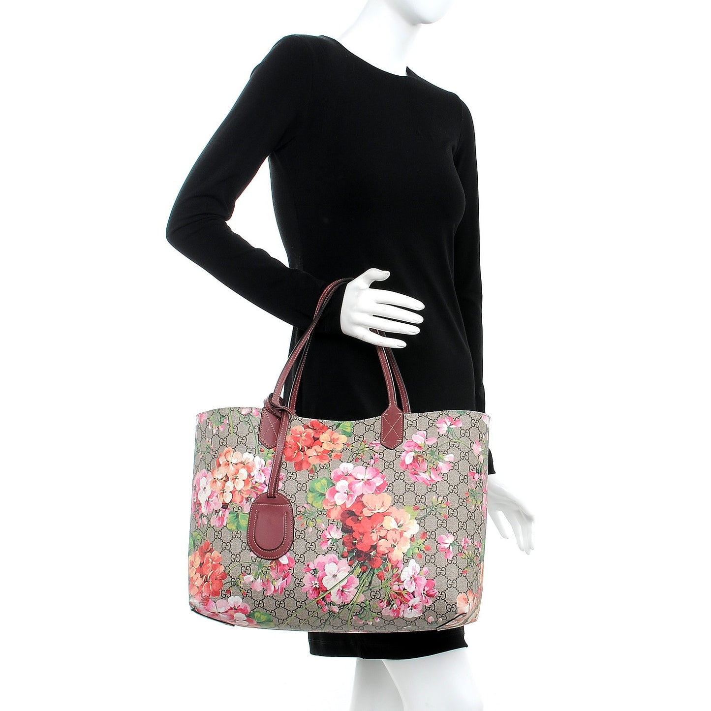 GG Supreme Monogram Blooms Medium Reversible Tote Beige Multicolor Dry Rose