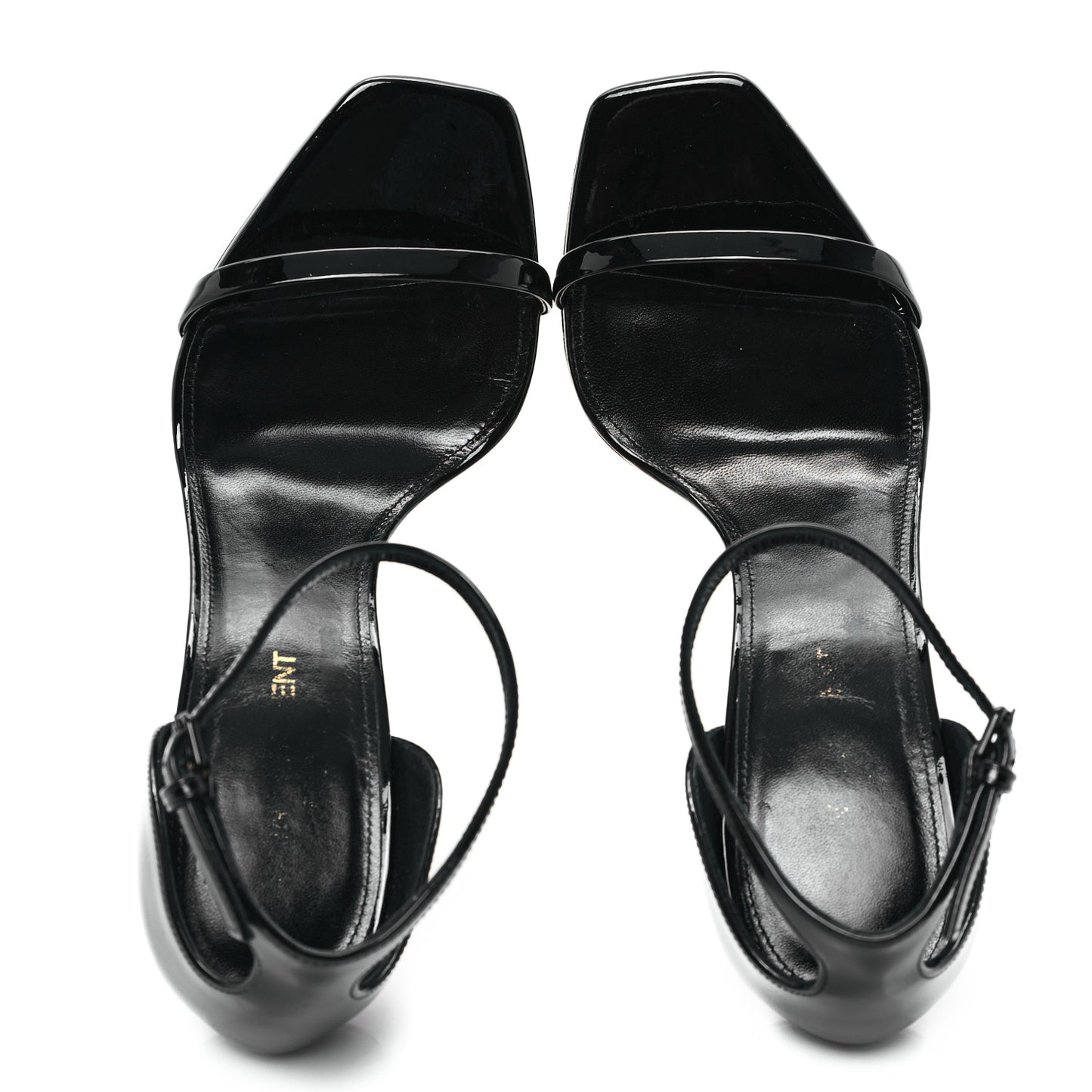 Patent Calfskin Opyum 110 Sandals 37.5 Black Gold