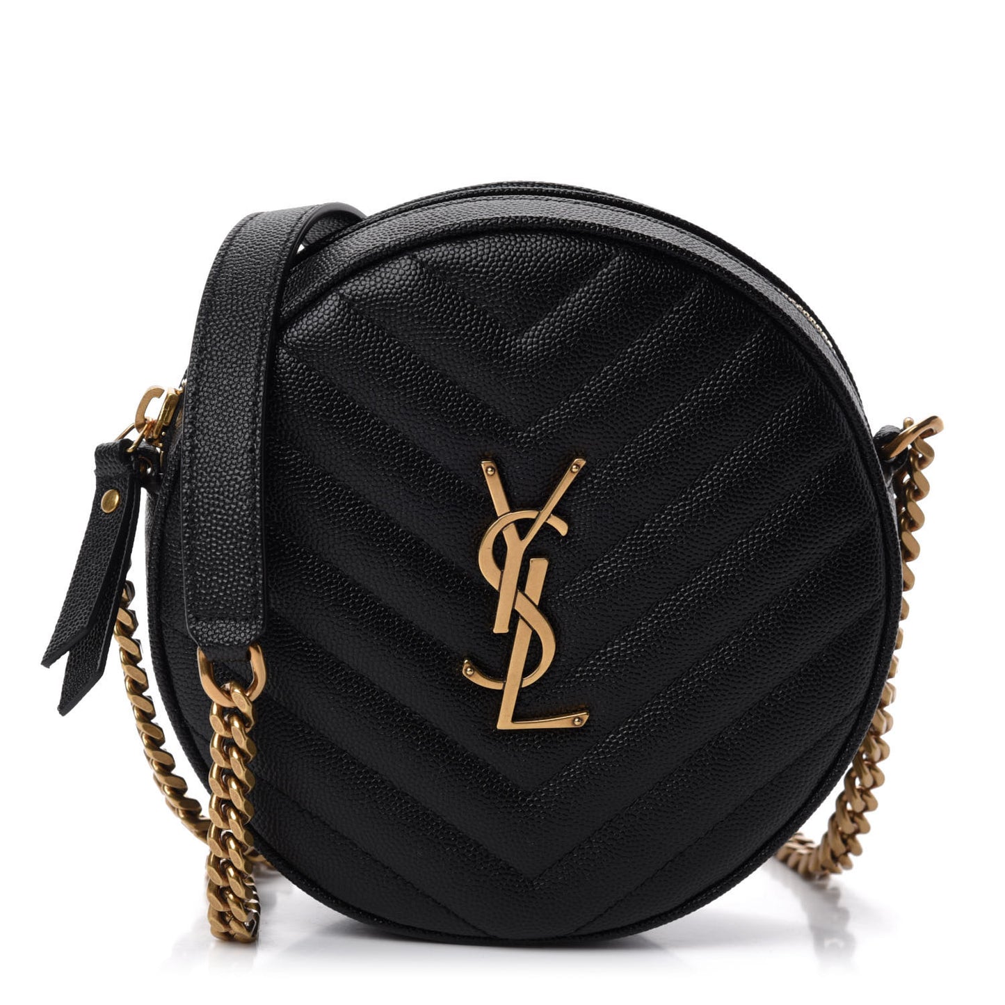Grain De Poudre Matelasse Chevron Quilted Round Vinyle Camera Bag Black