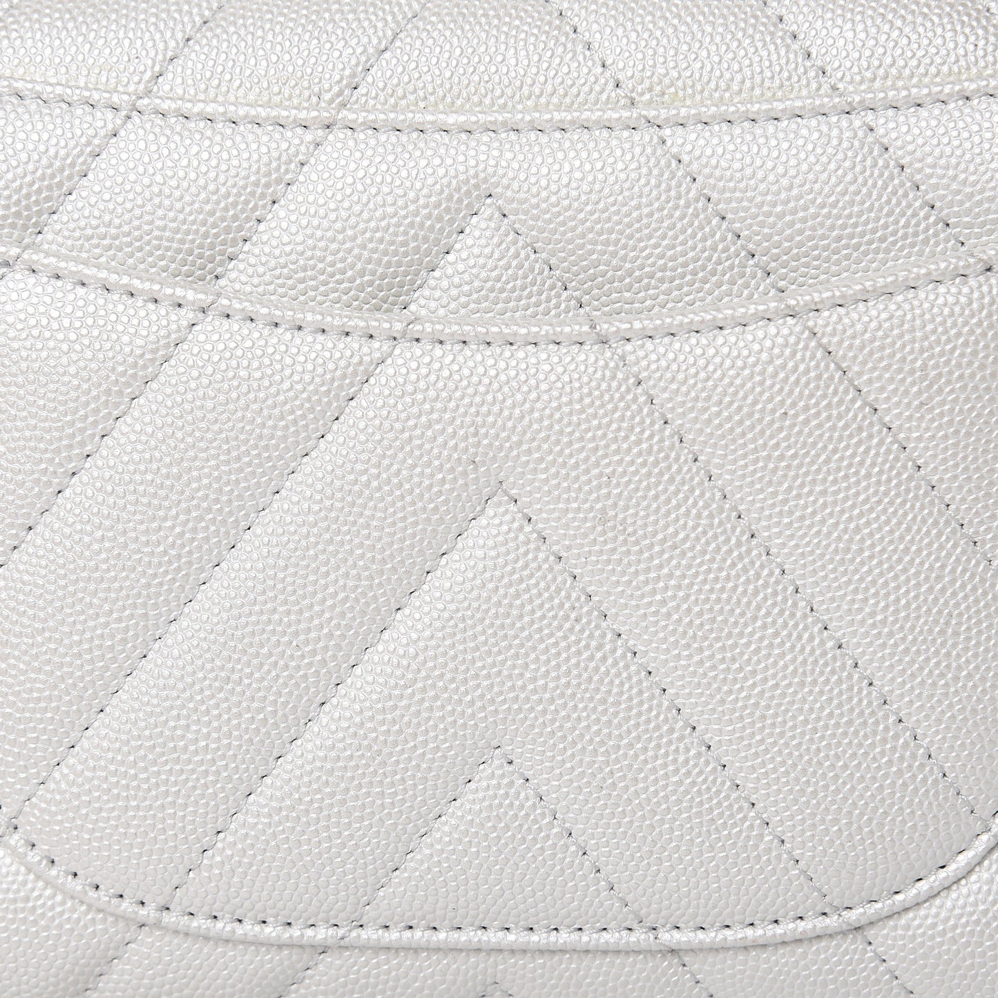 Iridescent Caviar Chevron Quilted Mini Coco Handle Flap White