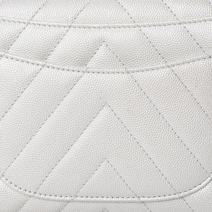 Chanel Iridescent Caviar Chevron Quilted Mini Coco Handle Flap White 10 of 11