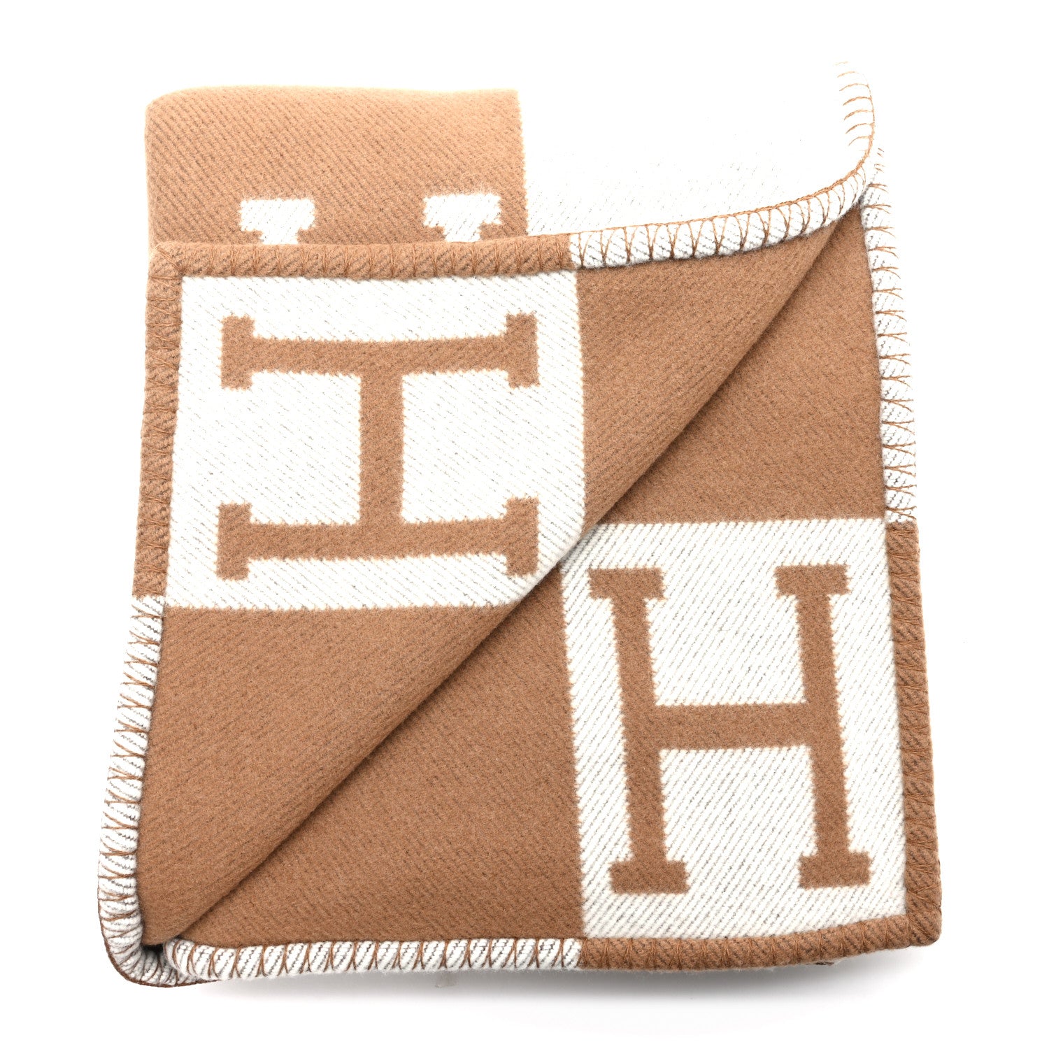 Hermes Wool Cashmere Avalon Blanket Ecru Camel 2 of 3