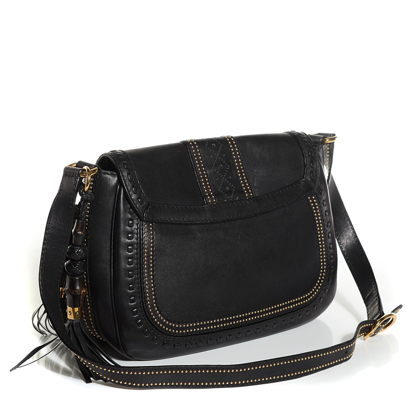Calfskin Medium Snaffle Bit Shoulder Bag Black