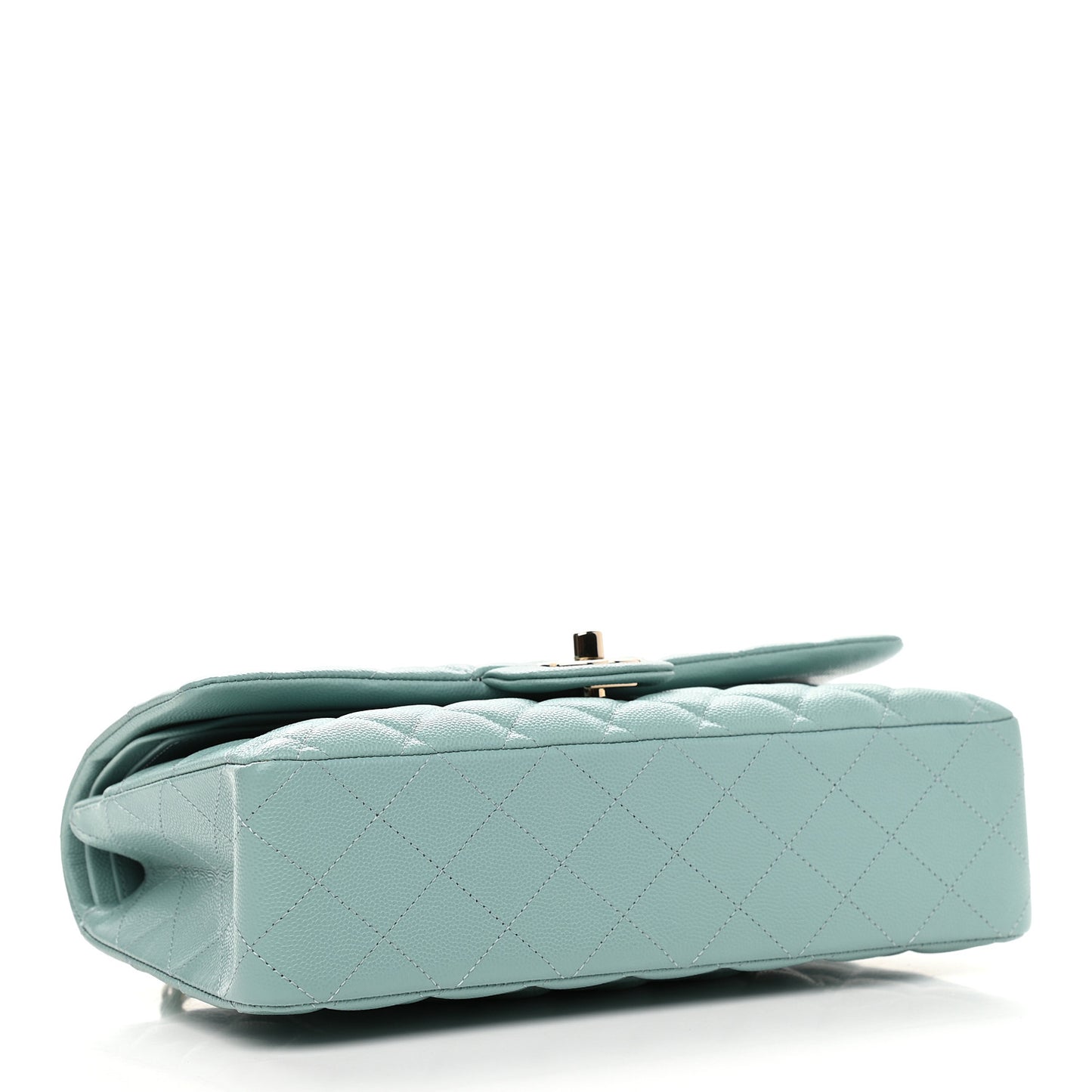 Caviar Quilted Medium Double Flap Light Blue