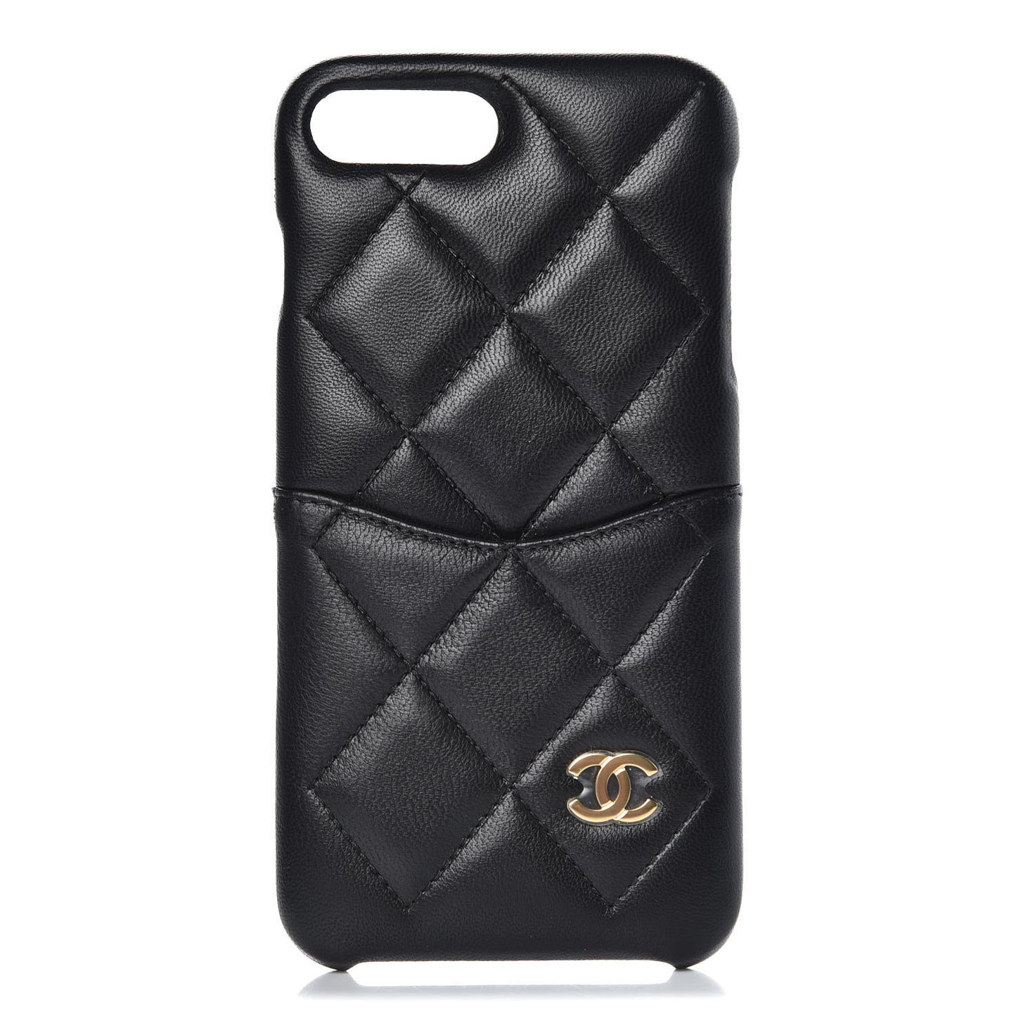 Lambskin Quilted iPhone 8 Plus Coco Tech Case Black