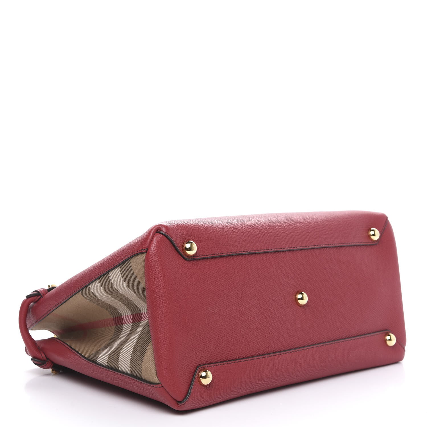 Burberry Grainy Calfskin House Check Medium Banner Tote Russet Red 5 of 11