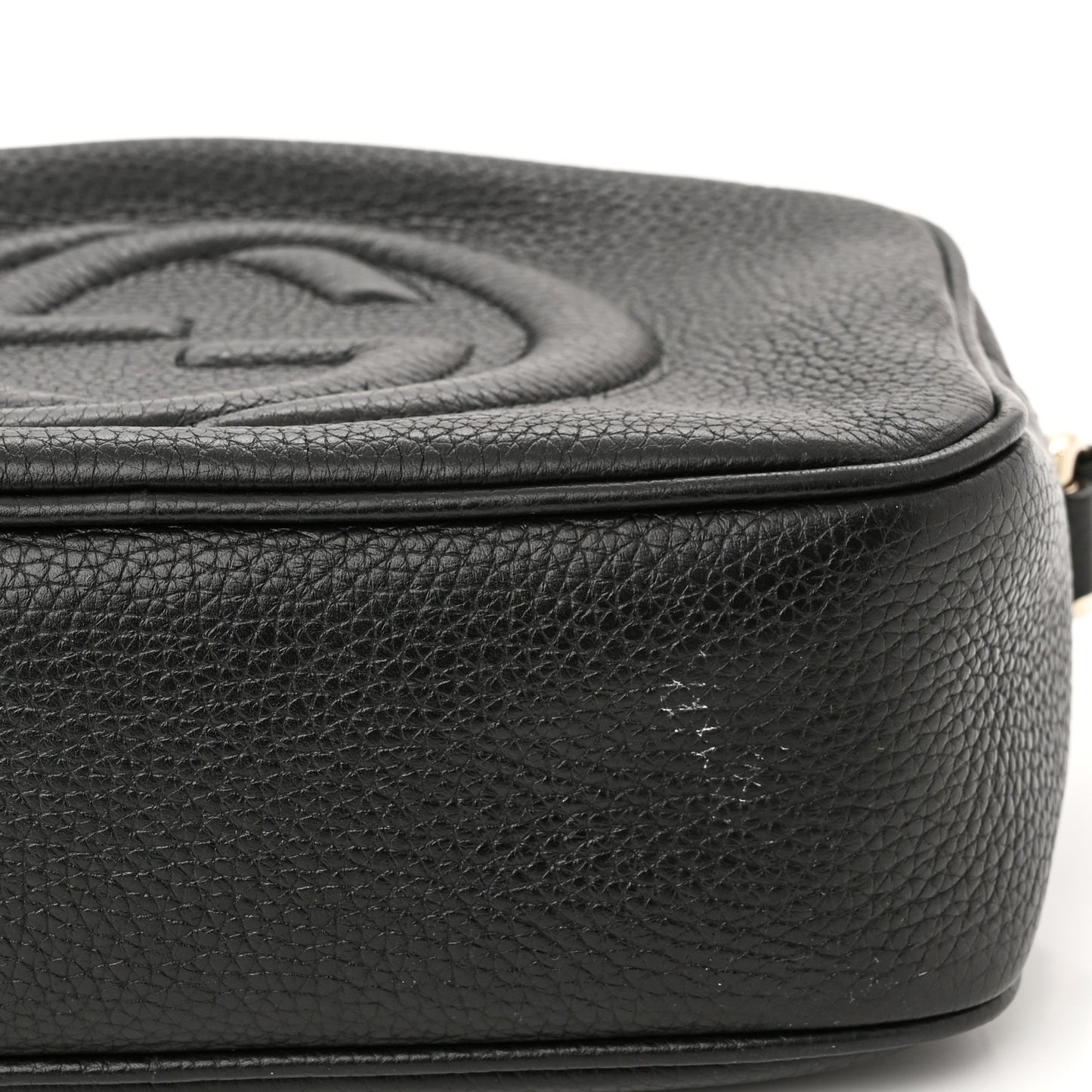 Pebbled Calfskin Small Soho Disco Bag Black