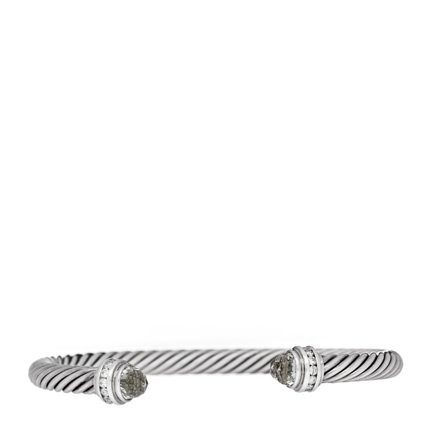 Sterling Silver Diamond Prasiolite 5mm Cable Classics Bracelet