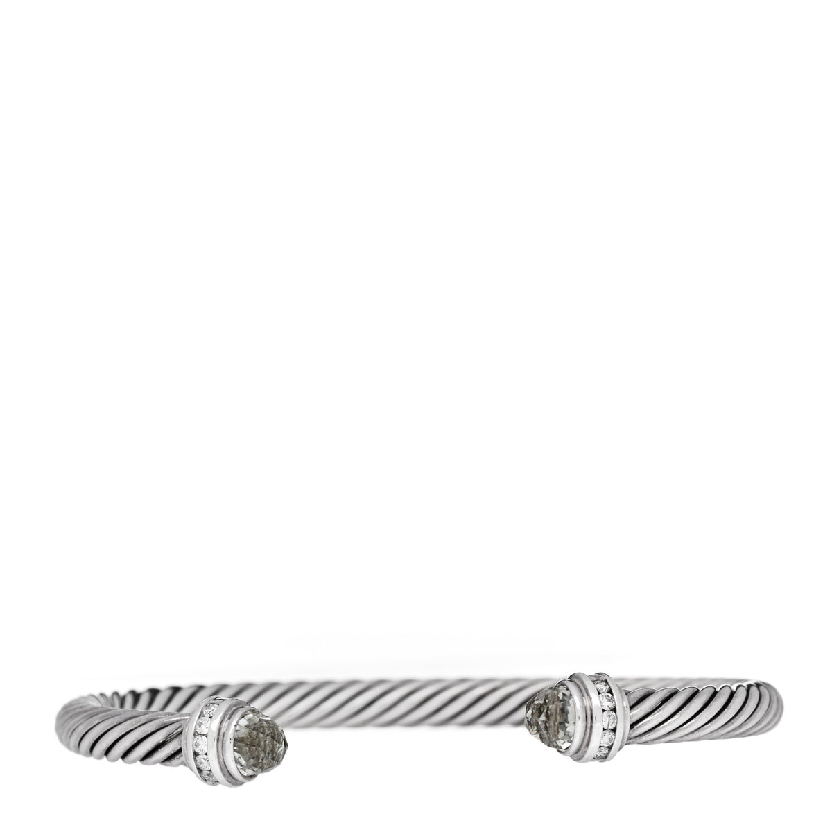 David Yurman Sterling Silver Diamond Prasiolite 5mm Cable Classics Bracelet 1 of 3