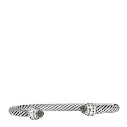 David Yurman Sterling Silver Diamond Prasiolite 5mm Cable Classics Bracelet 1 of 3