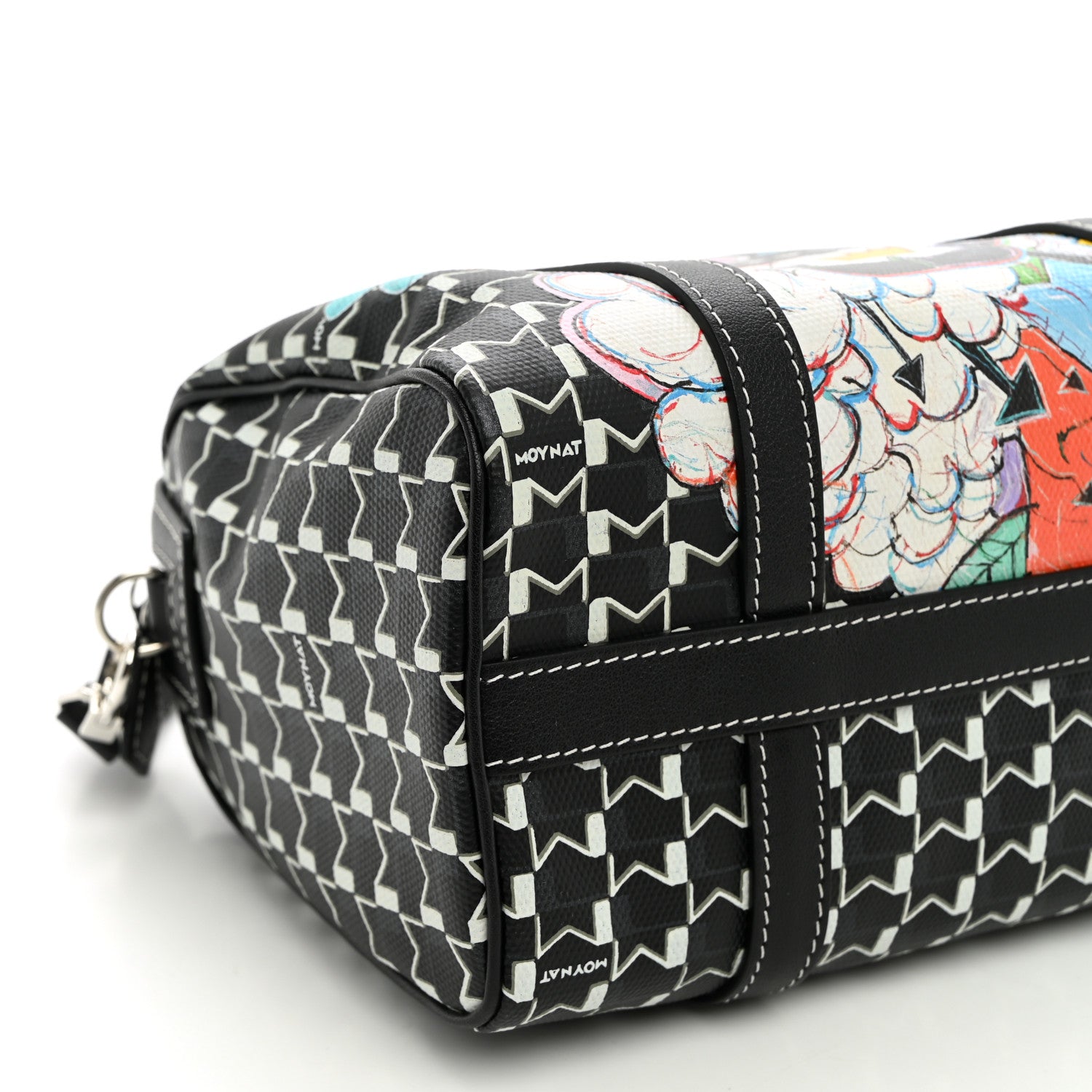Moynat X KASING LUNG Calfskin Canvas M Labubu Boston Bag Black Multicolor 10 of 11