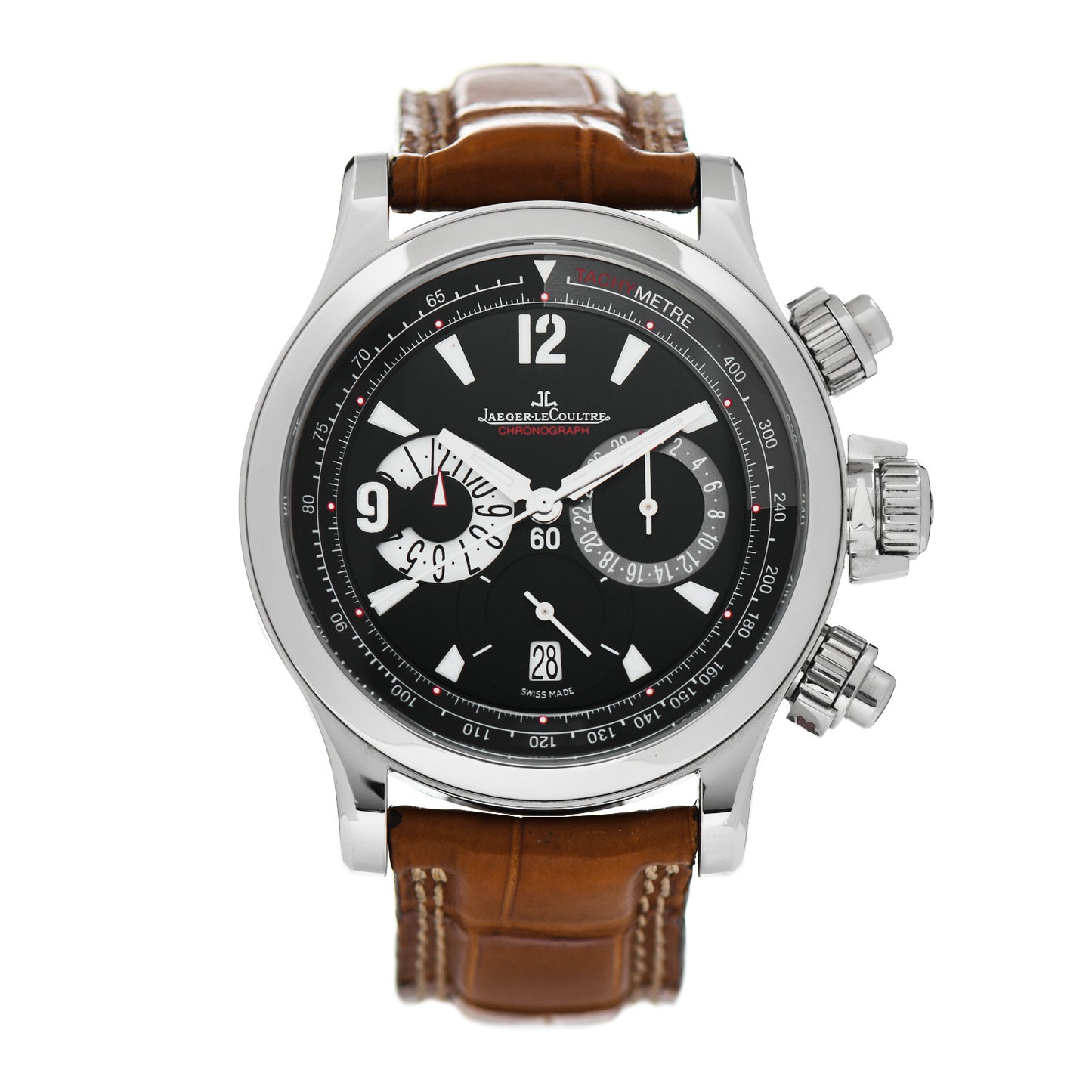 Stainless Steel Alligator 41.5mm Master Compressor Chronograph Automatic Watch Black 146.8.25