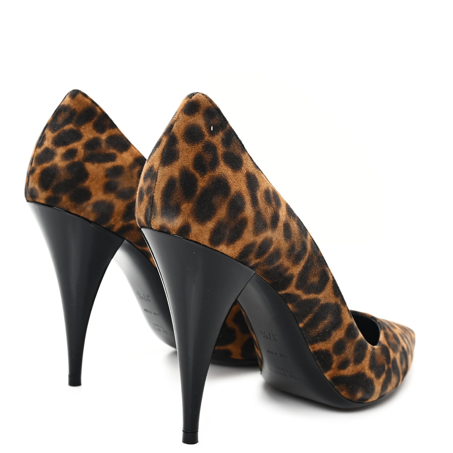 Saint Laurent Suede Leopard Printed Anja Pumps 37.5 Natural Coffee 5 of 10