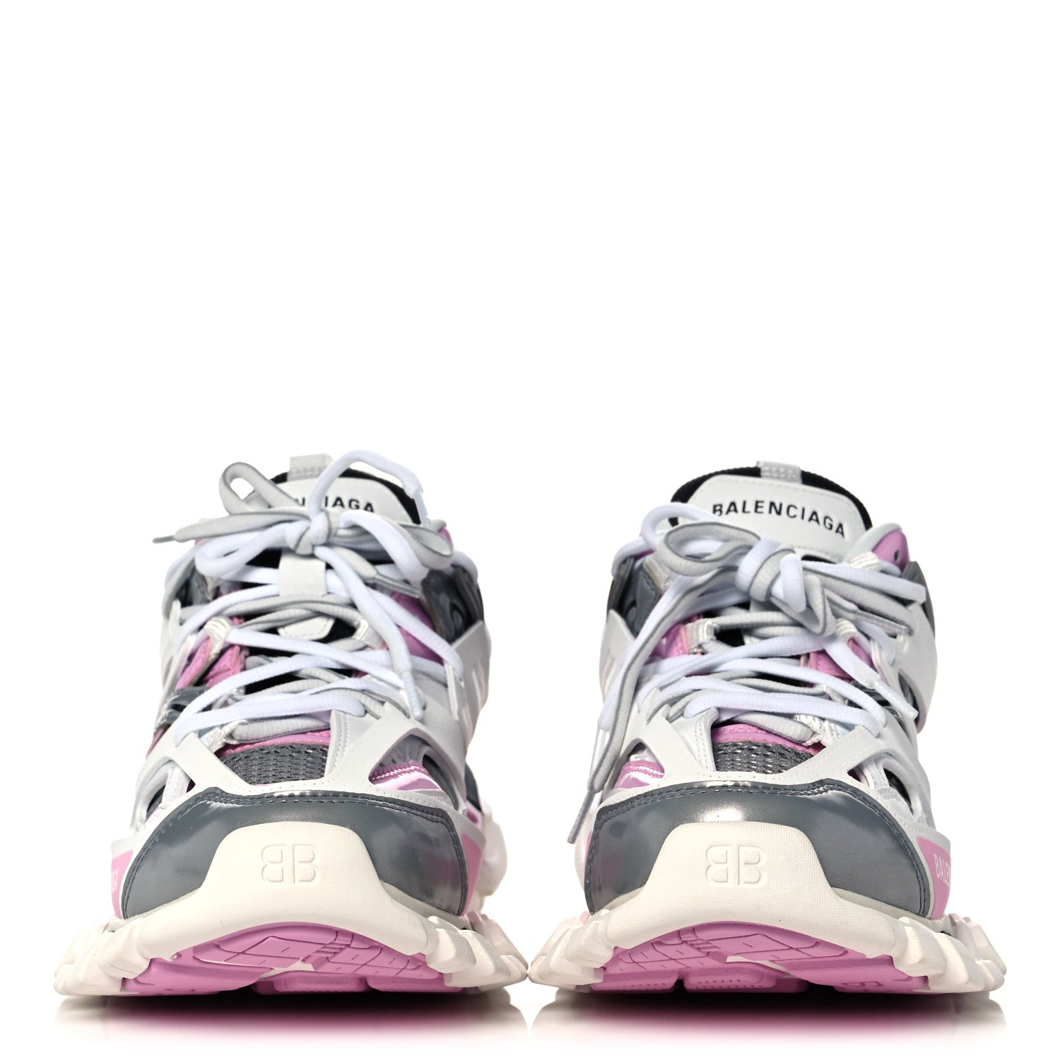 Balenciaga Mesh Rubber Bi-Color Womens Track Sneakers 38 White Pink Grey 2 of 8