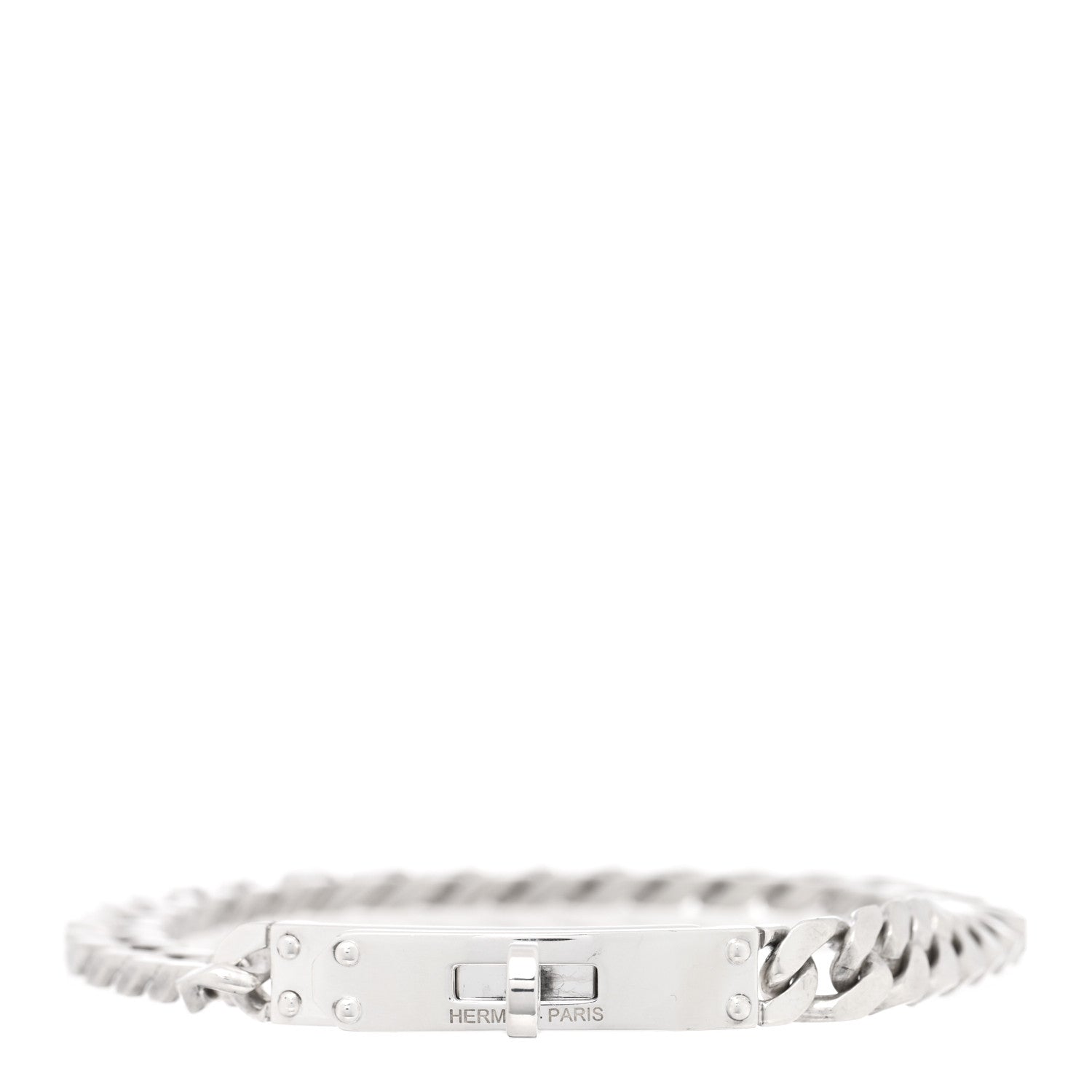 Hermes Sterling Silver TPM Kelly Gourmette Bracelet XL 1 of 3