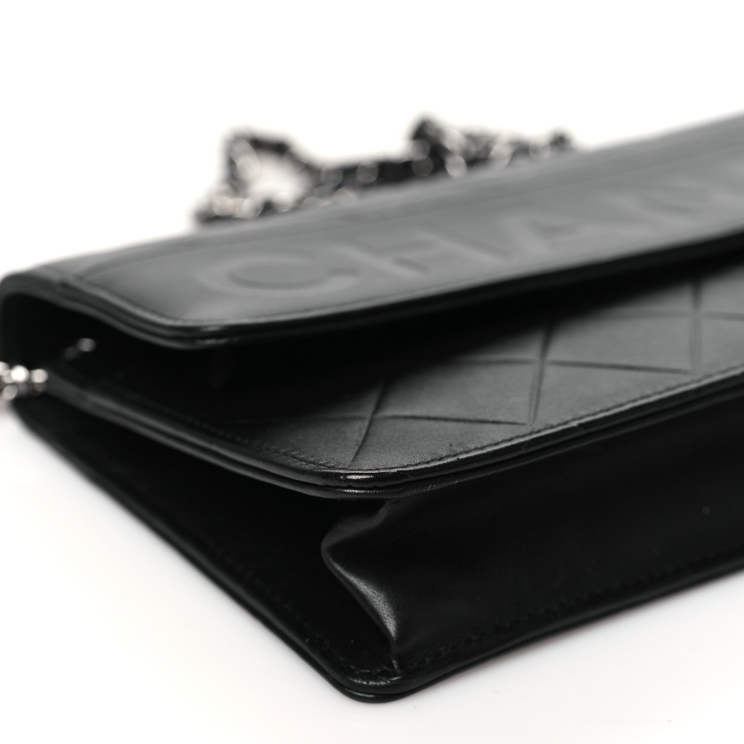 Chanel Lambskin Embossed Lax Wallet On Chain WOC Black 10 of 12