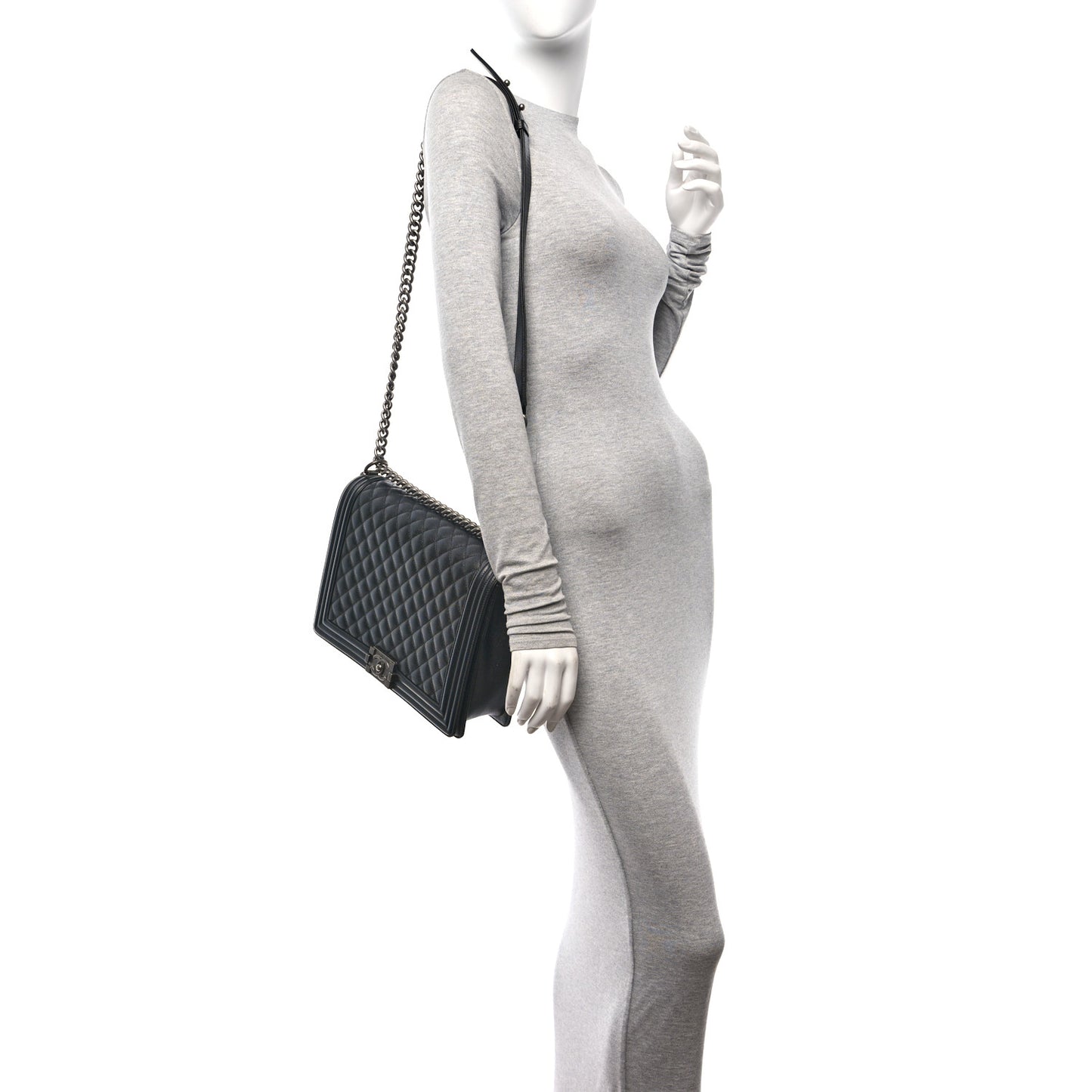 Caviar Quilted Large Boy Flap Black