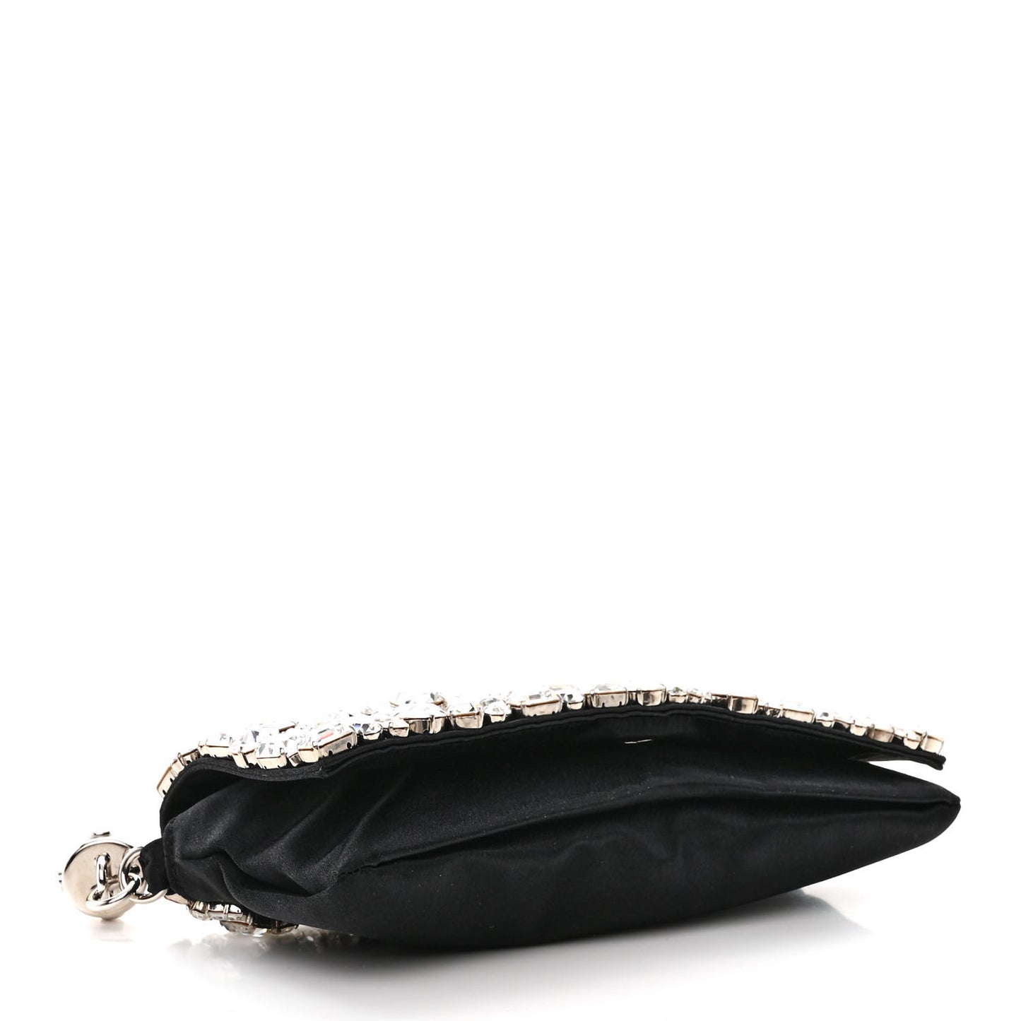 Satin Jeweled Clutch Black Silver