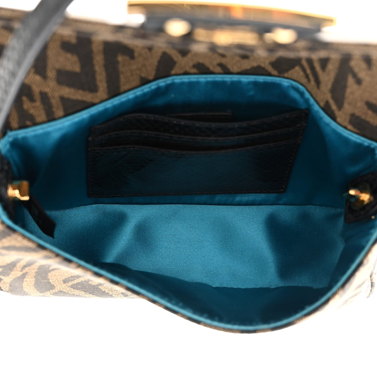X SARAH COLEMAN Fabric Jacquard Ayers Enamel FF Vertigo Mini Baguette 1997 Tobacco Moro Black
