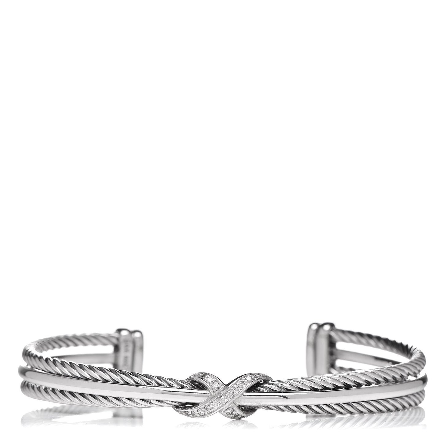 Sterling Silver Diamond 7mm Crossover X Bracelet