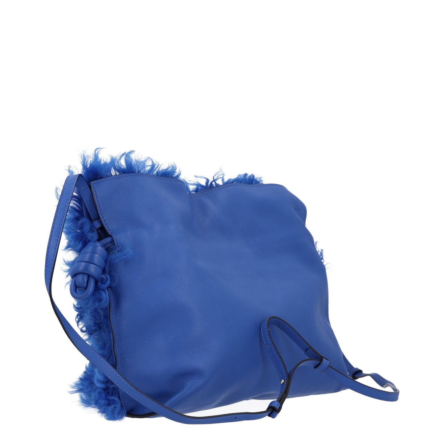 Loewe Nappa Shearling Flamenco Knot Clutch Blue 3 of 10