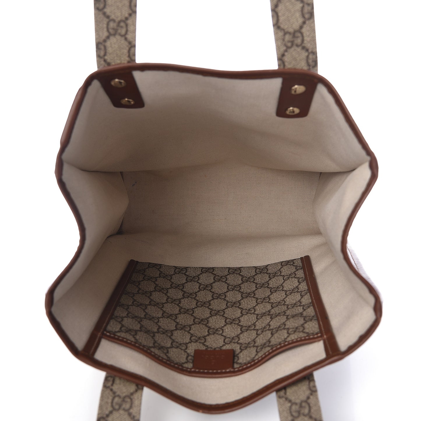 GG Plus Monogram Small Signature Web Loop Vertical Tote Light Brown