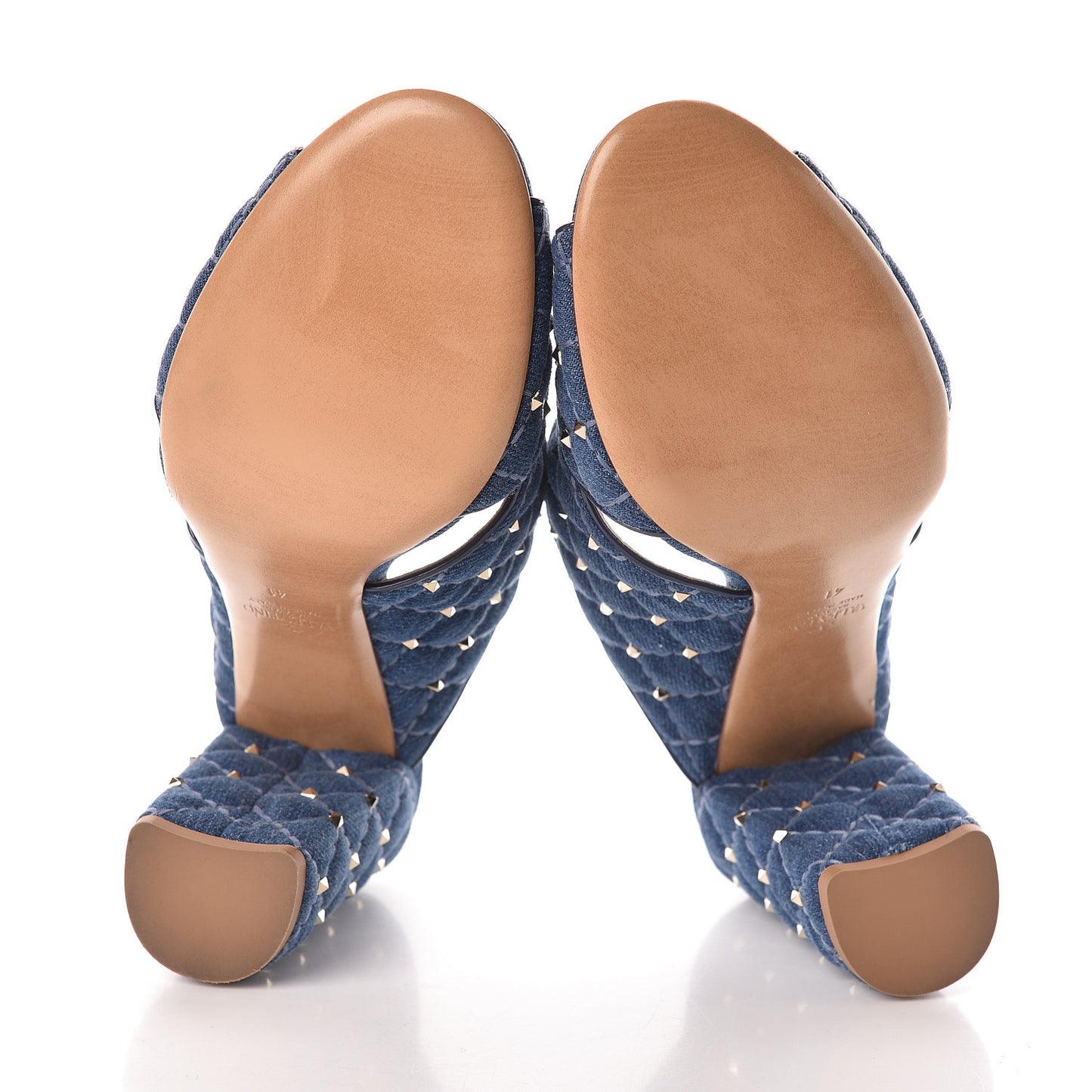 Denim Rockstud Spike Crisscross 90mm Slide Sandals 41 Light Denim