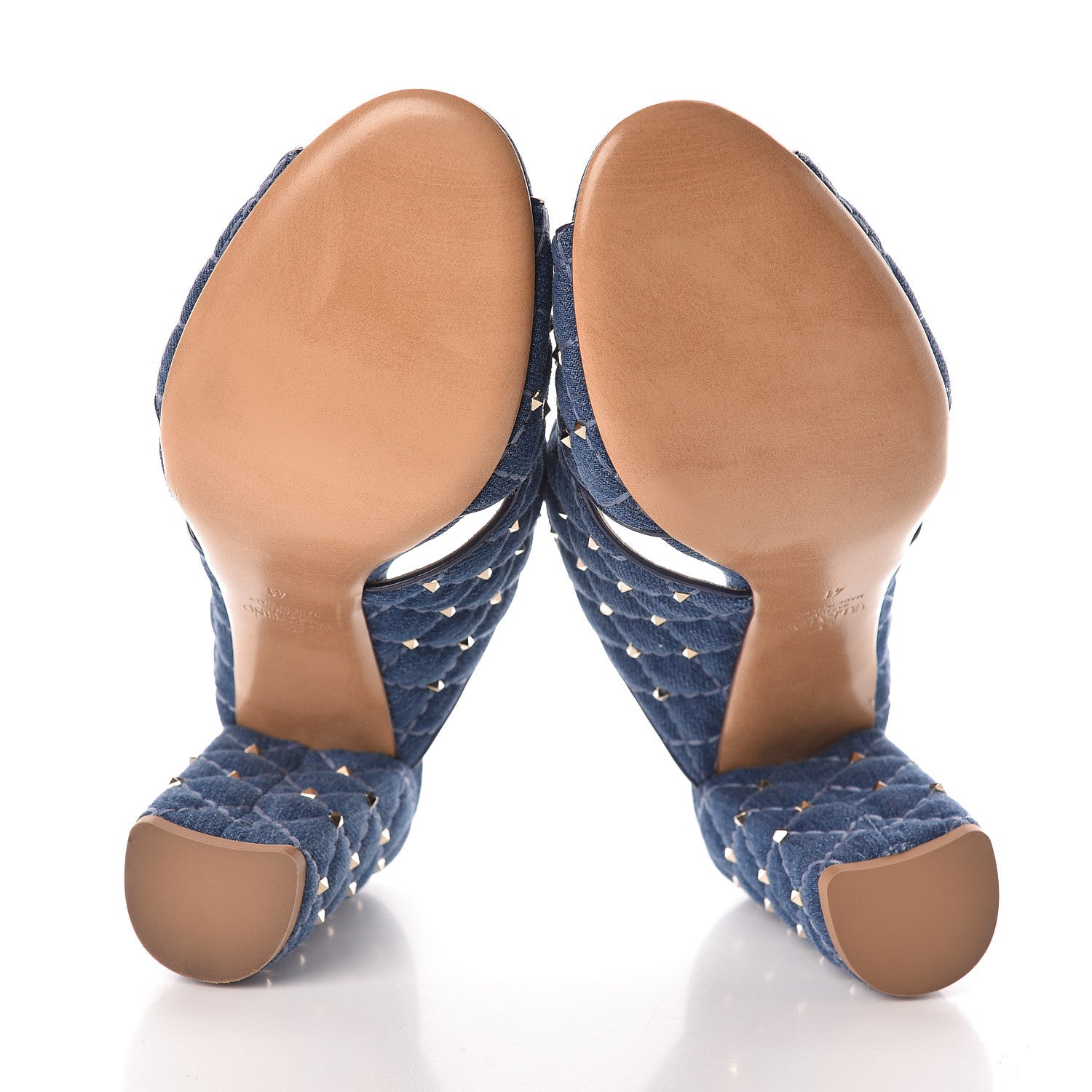 Valentino Garavani Denim Rockstud Spike Crisscross 90mm Slide Sandals 41 Light Denim 7 of 8