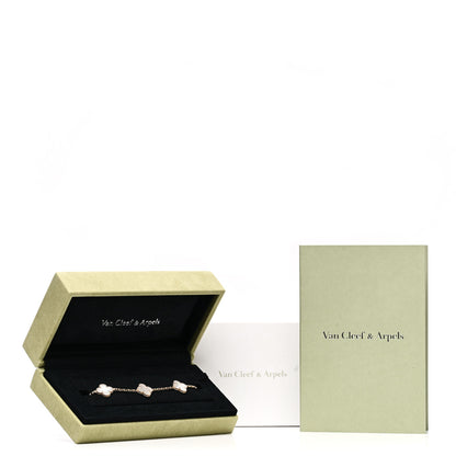 Van Cleef & Arpels 18K Yellow Gold Mother of Pearl 5 Motifs Vintage Alhambra Bracelet 6 of 6