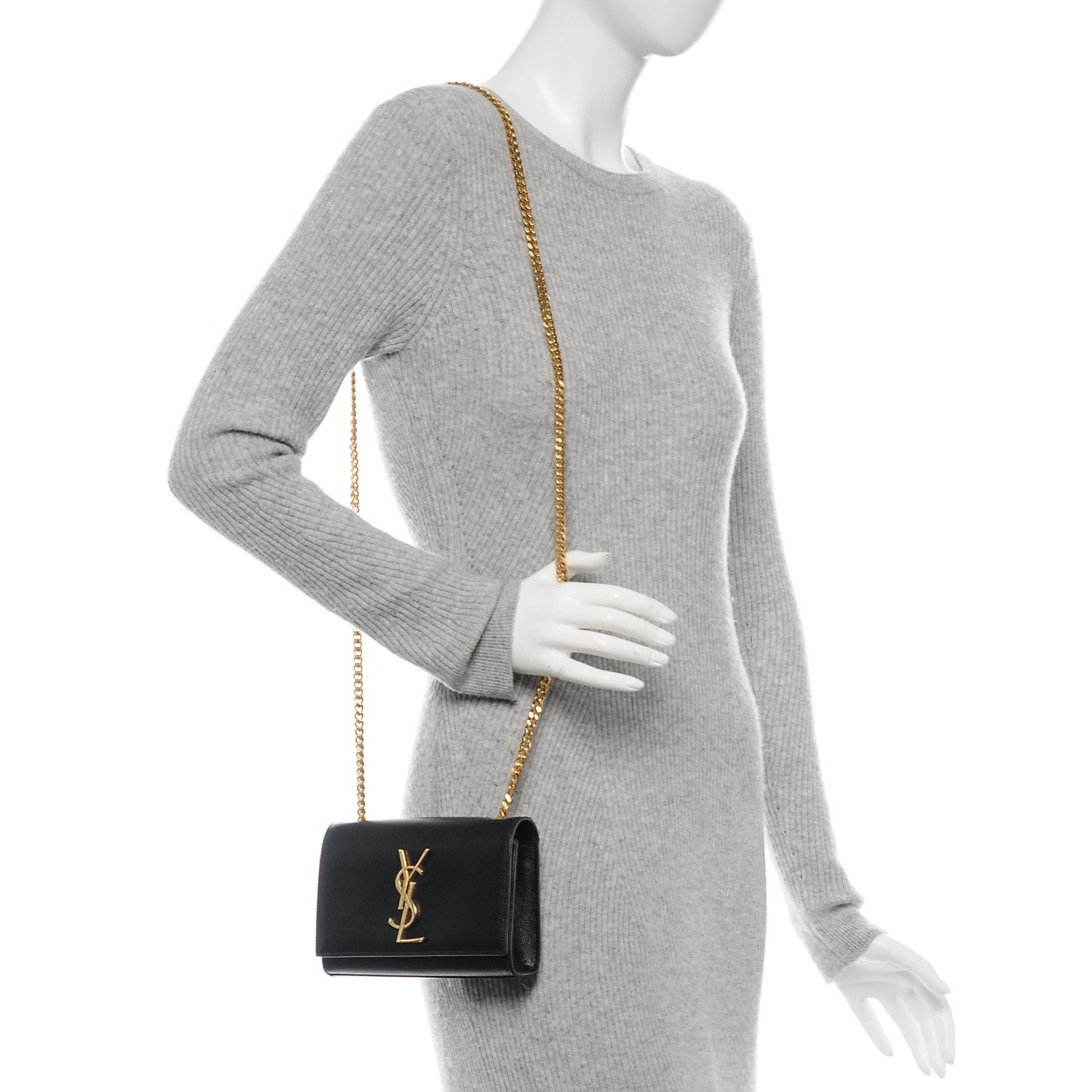 Saint Laurent Grain De Poudre Small Monogram Kate Satchel Black 2 of 6