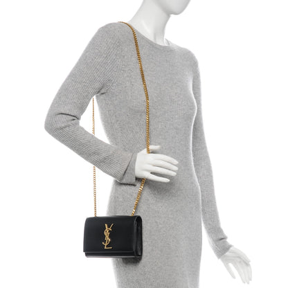 Saint Laurent Grain De Poudre Small Monogram Kate Satchel Black 2 of 6