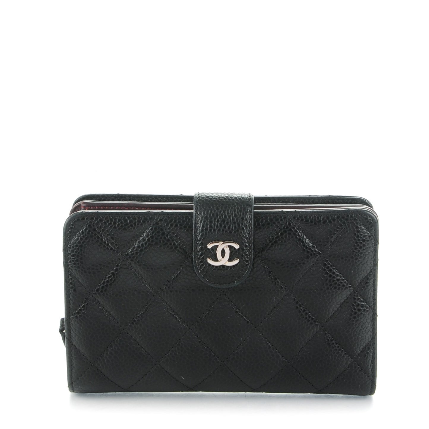 Caviar Quilted Zipped Pocket Wallet Black