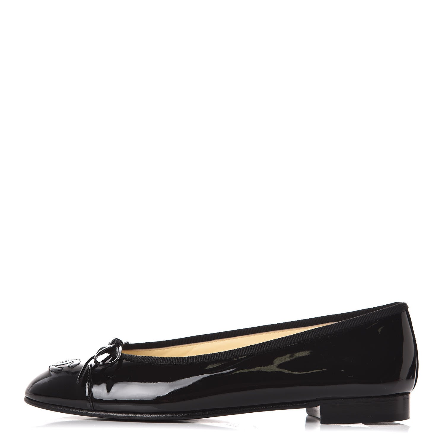Chanel Patent CC Cap Toe Ballerina Flats 36.5 Black 1 of 9