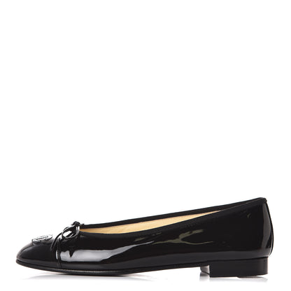Chanel Patent CC Cap Toe Ballerina Flats 36.5 Black 1 of 9