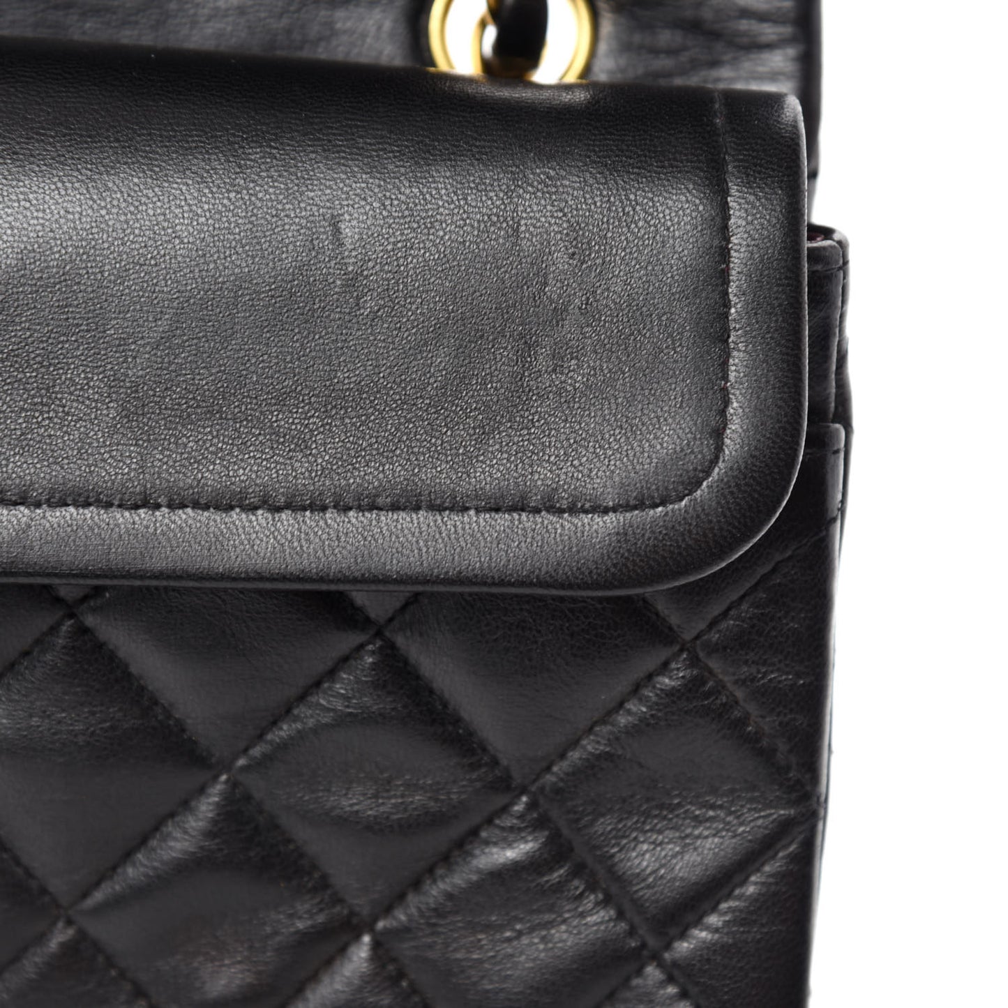 Lambskin Quilted Small Double Flap Black