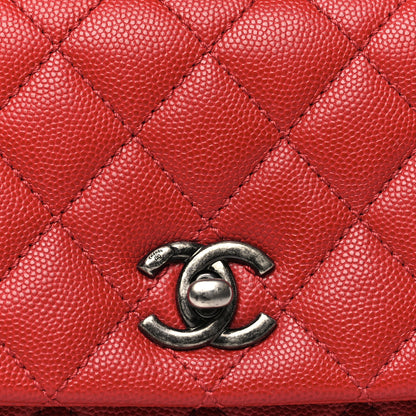 Chanel Caviar Quilted Mini Coco Handle Flap Red 8 of 10