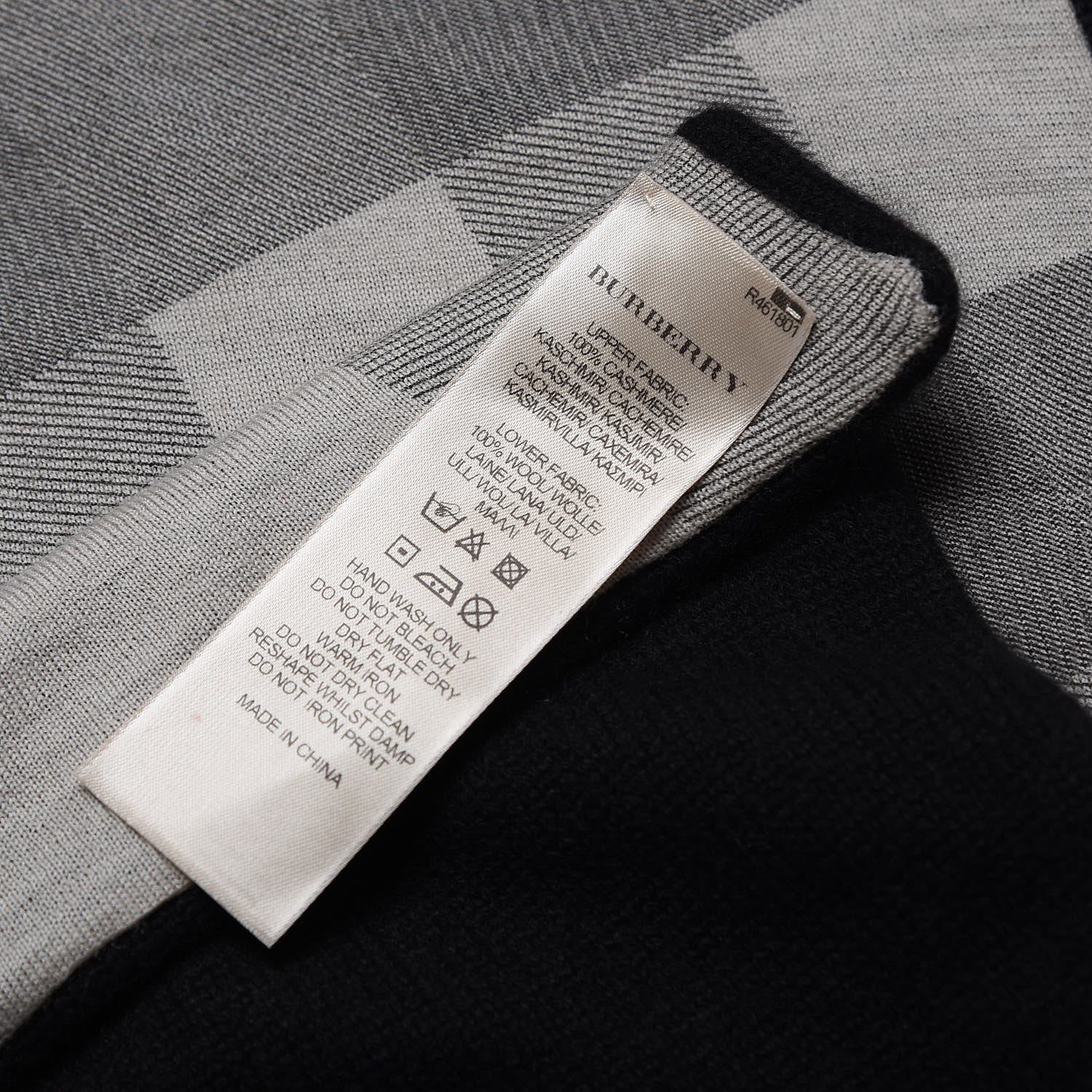 Burberry Cashmere Wool Solid To Check Knitted Scarf Black 4 of 5