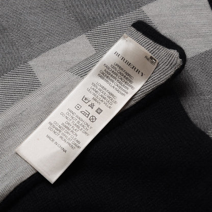 Burberry Cashmere Wool Solid To Check Knitted Scarf Black 4 of 5