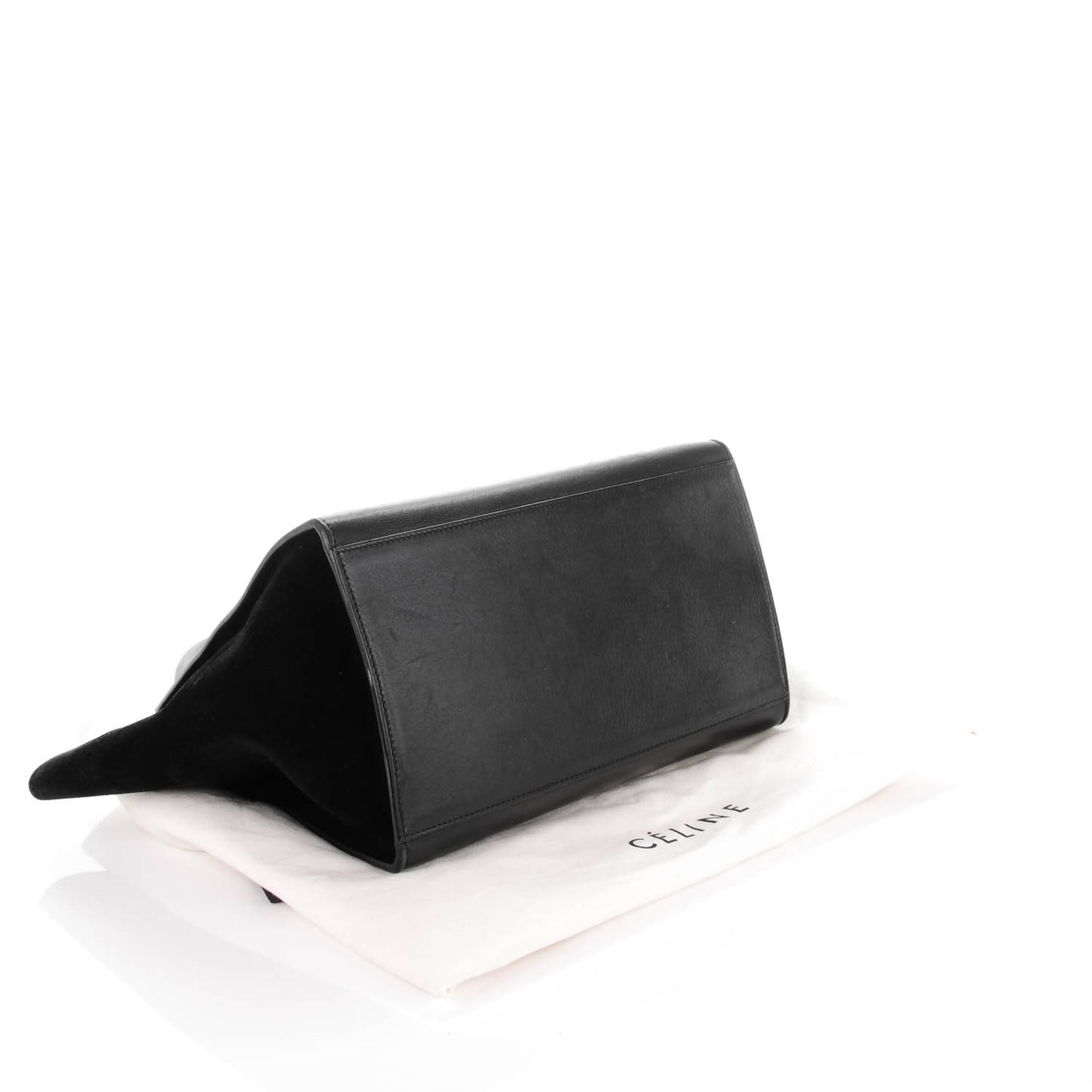 Crocodile Embossed Calfskin Suede Medium Trapeze Black