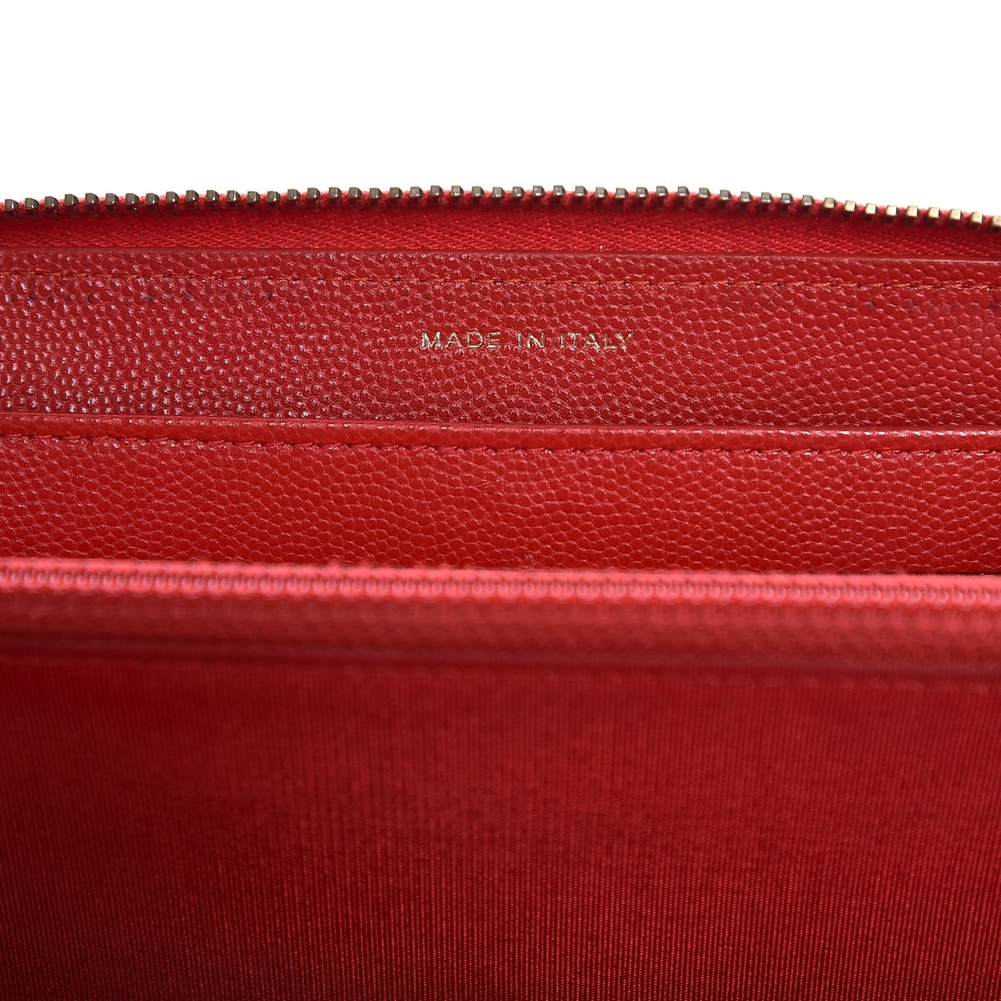 Caviar Camellia Embossed Zip Around Large Gusset Wallet Red