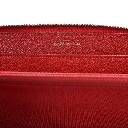 Chanel Caviar Camellia Embossed Zip Around Large Gusset Wallet Red 11 of 11
