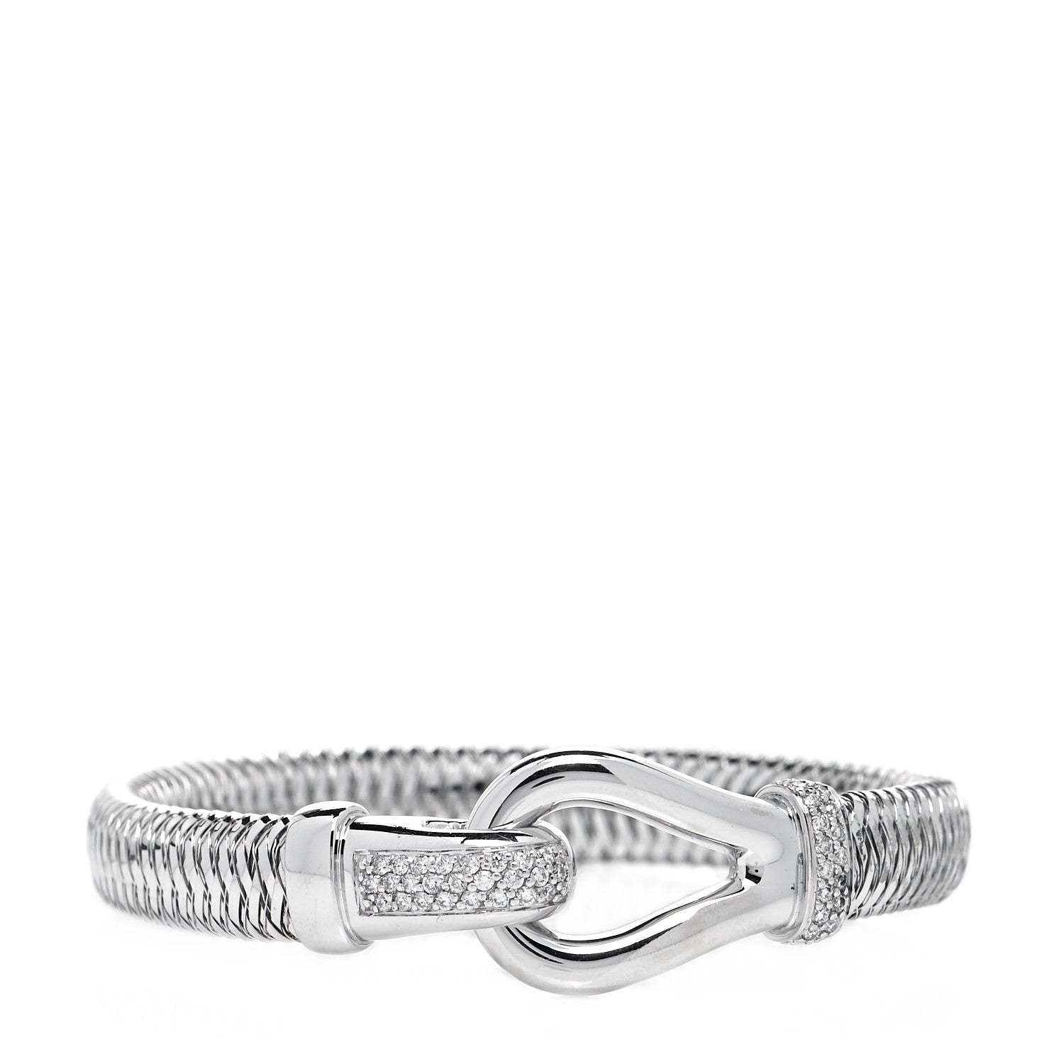 Roberto Coin 18K White Gold Diamond Primavera Buckle Bracelet 1 of 8