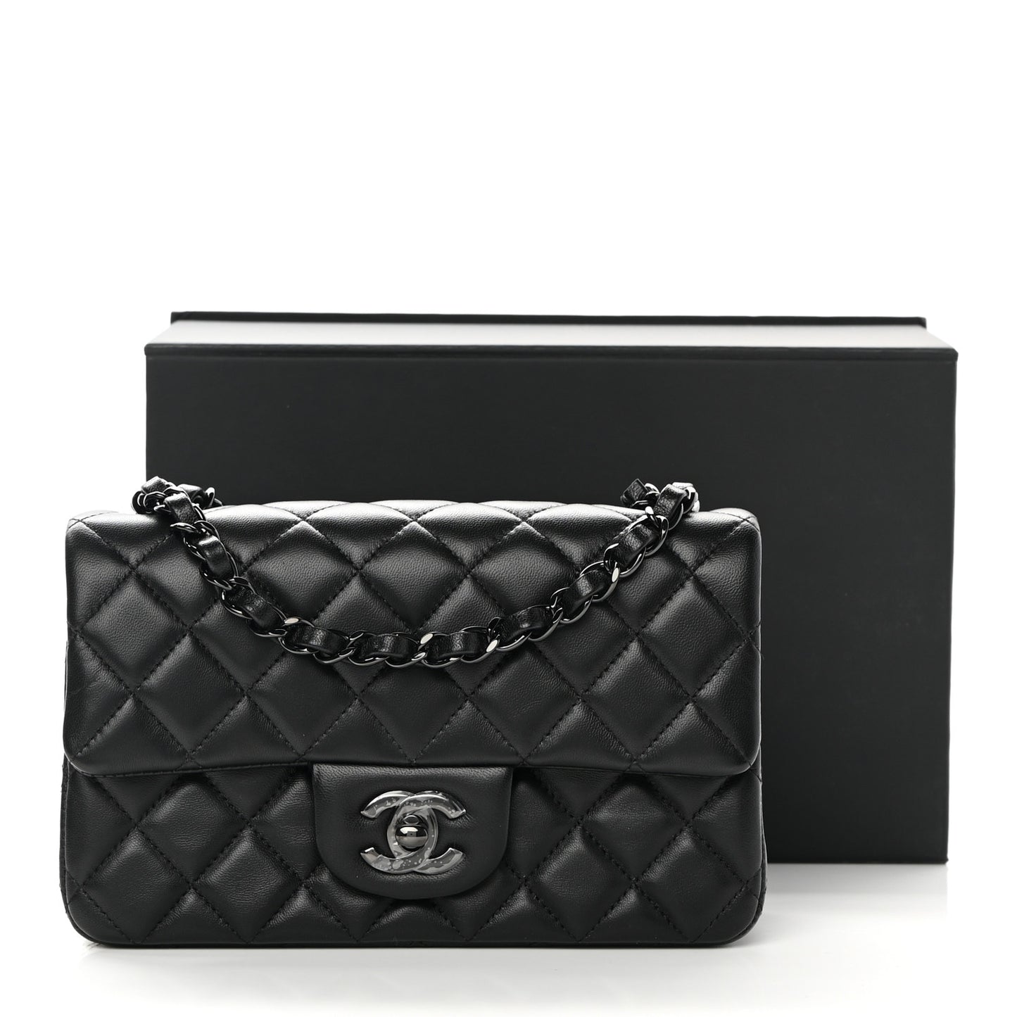 Lambskin Quilted Mini Rectangular Flap So Black