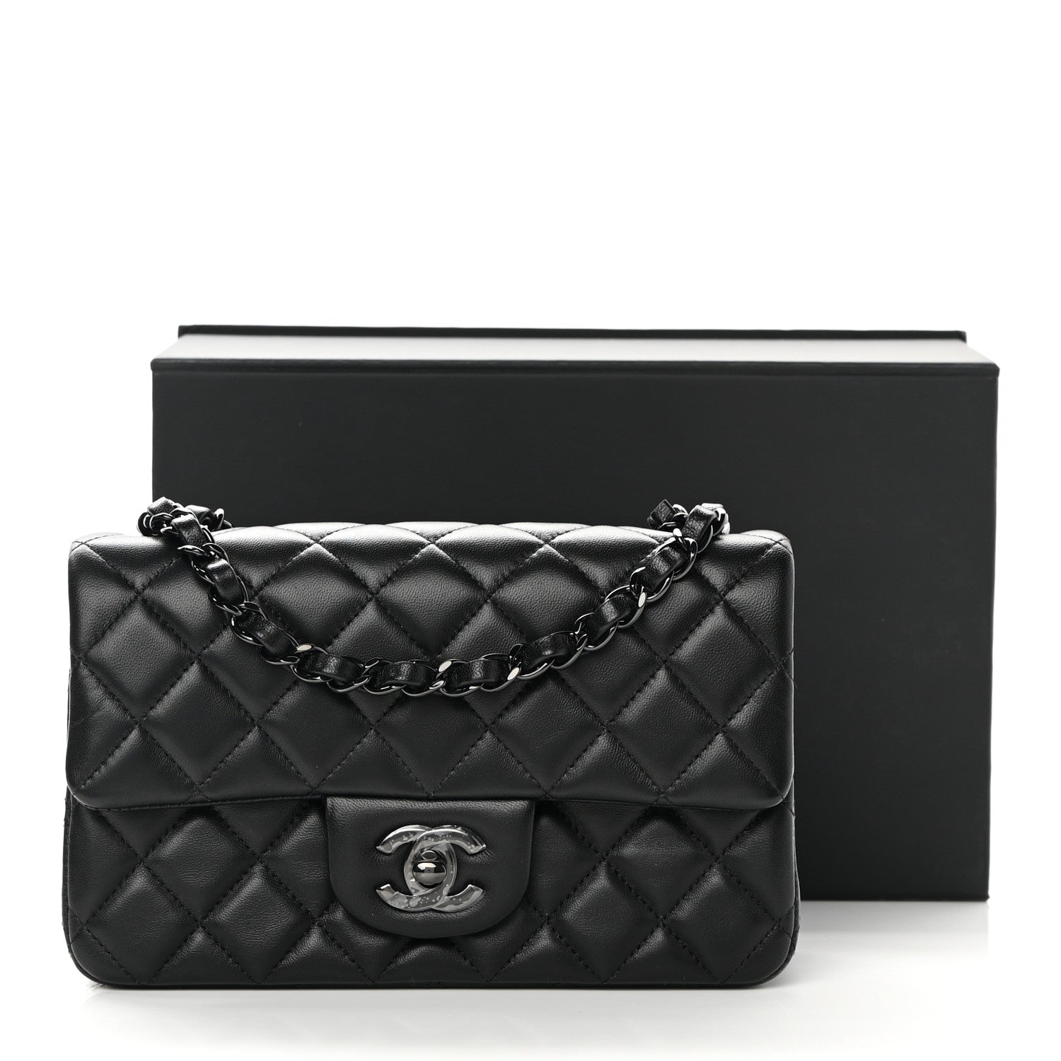 Chanel Lambskin Quilted Mini Rectangular Flap So Black 13 of 13