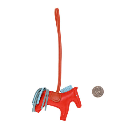 Hermes Milo Lambskin Grigri Rodeo Horse Bag Charm PM Capucine Celeste Cornaline 2 of 4