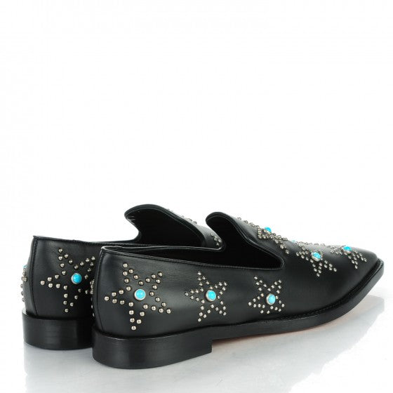Nappa Star Studded Cabochon Loafers 39 Black