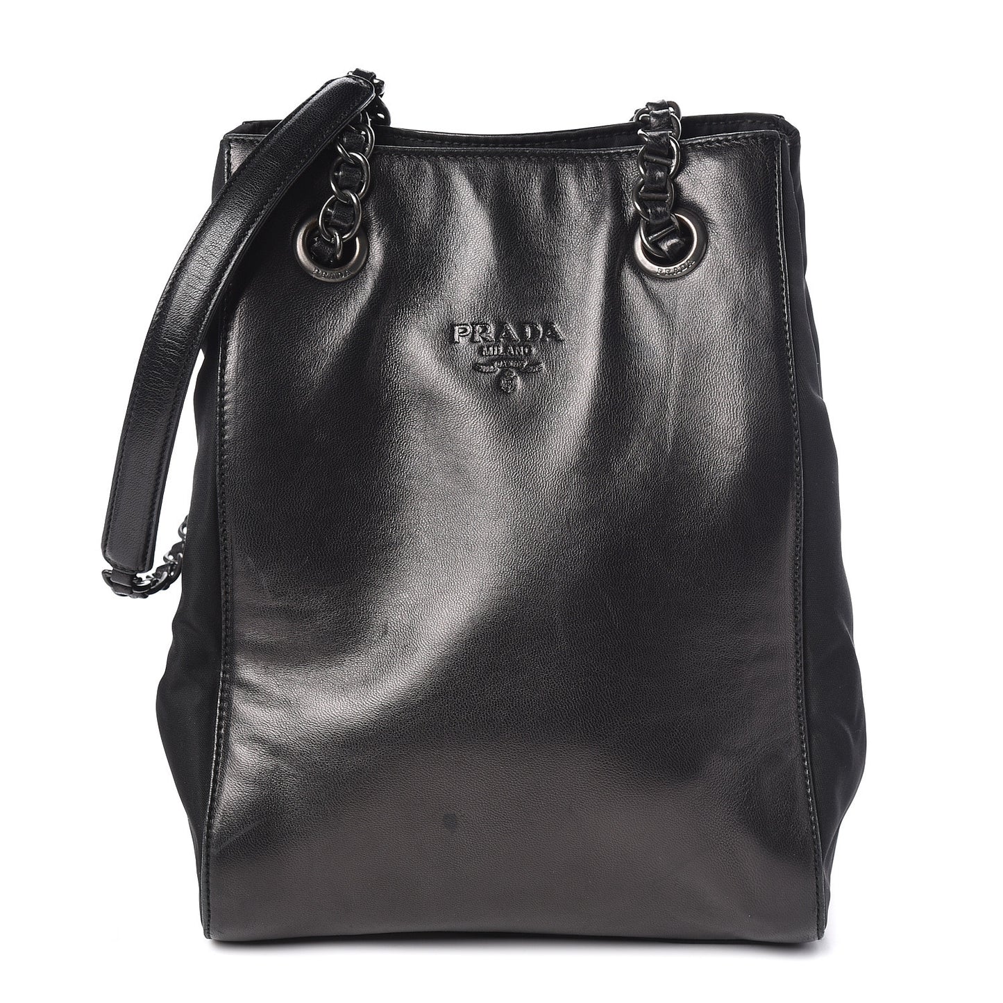 Nappa Tessuto Nylon Chain Bag Black