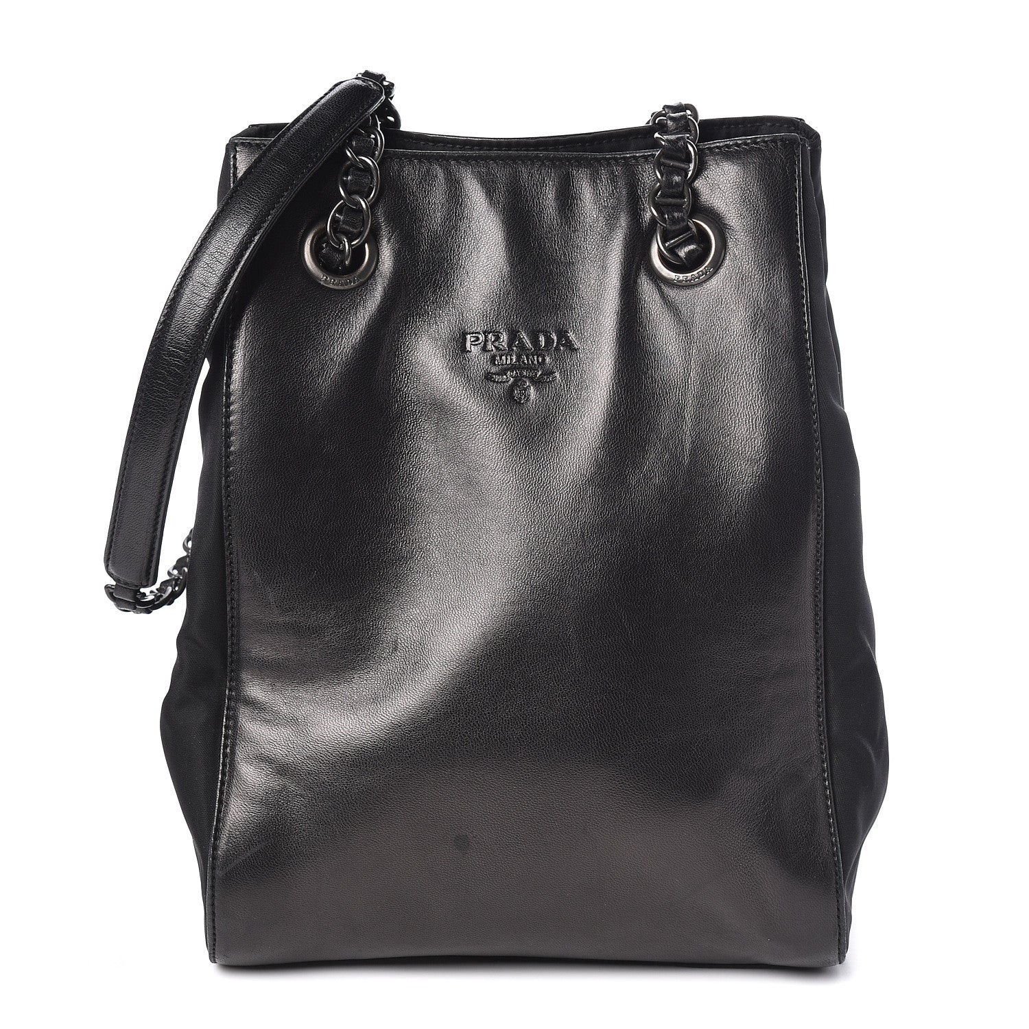Prada Nappa Tessuto Nylon Chain Bag Black 1 of 10