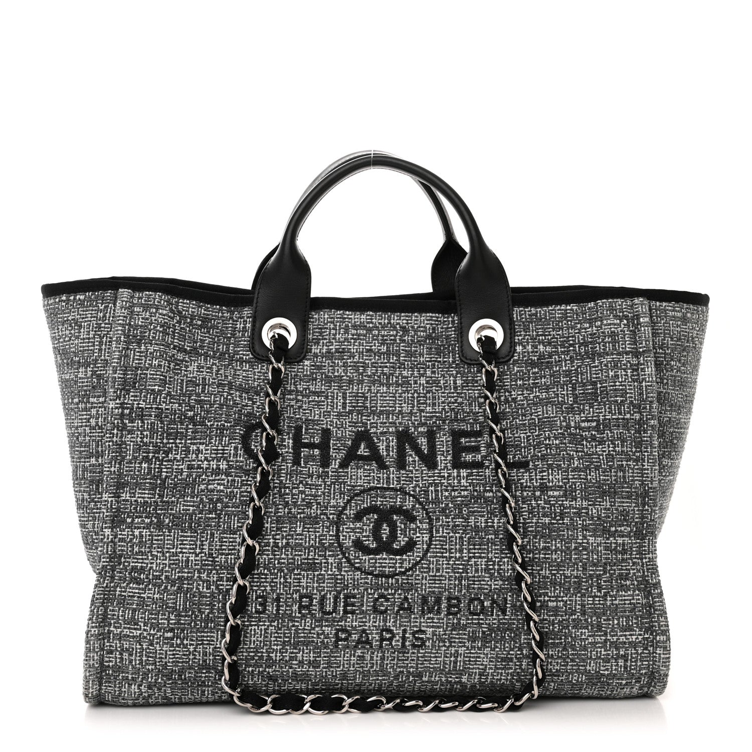 Chanel Canvas Medium Deauville Tote Charcoal 1 of 10
