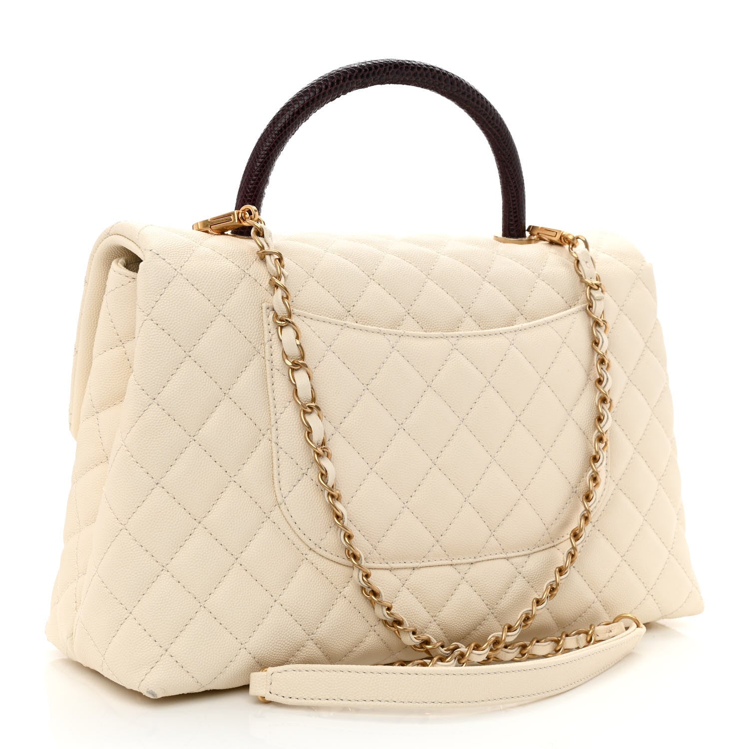 Chanel Caviar Lizard Quilted Medium Coco Handle Flap Ivory 3 of 10